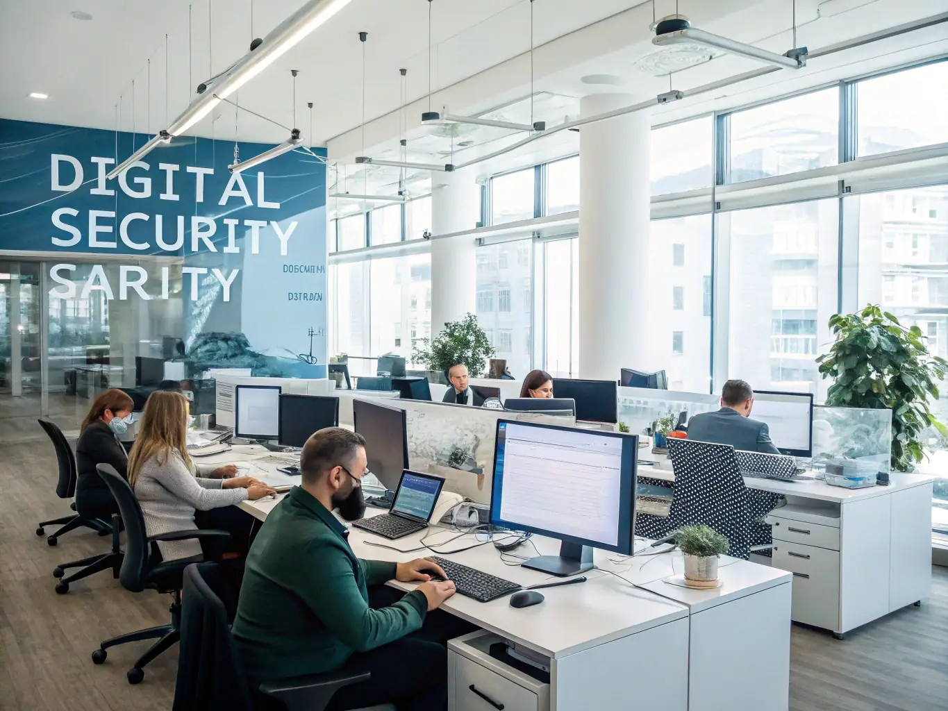 An image representing a zero-trust security model, with various devices and users requiring verification before accessing resources. The image should convey a sense of strict security and control.