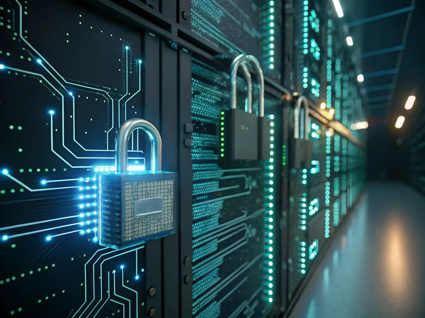 An image of a quantum-resistant encryption key protecting data, symbolizing advanced data protection and future-proof security measures.