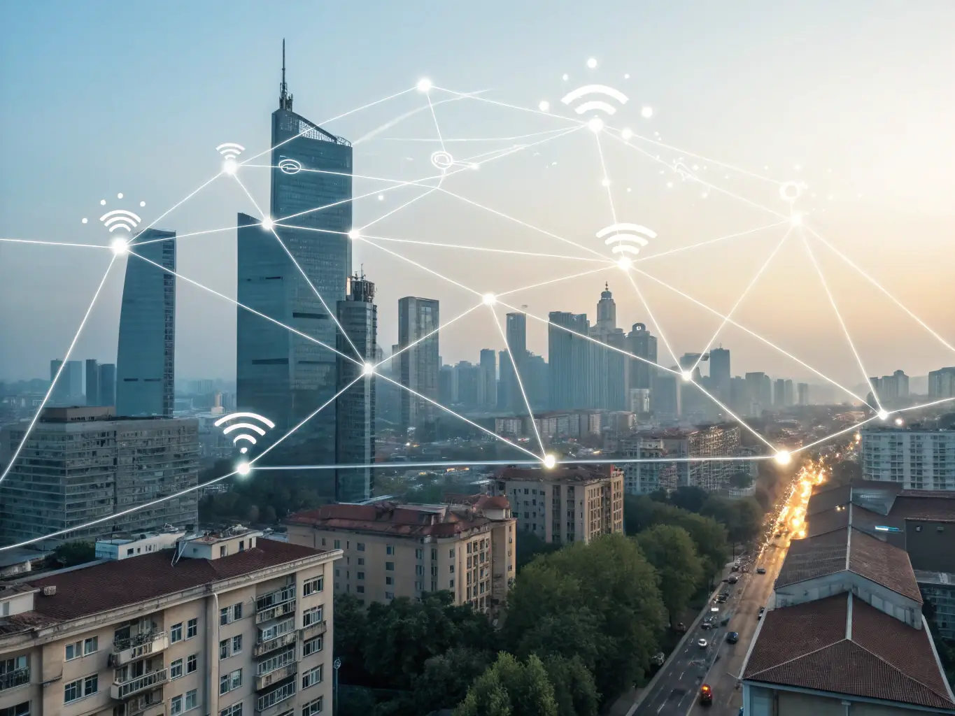 A graphic showing a decentralized network with encrypted data packets flowing between nodes, representing secure decentralized authentication.